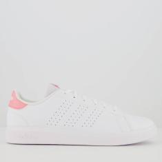 Tênis Adidas Advantage Base 2.0 Feminino Branco e Rosa-Feminino