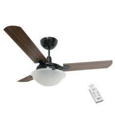 Ventilador Unions Preto 220V 3 Pás Verniz e Controle, 220V