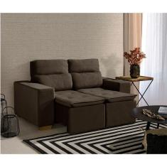 Sofá 2 Lugares 150cm Com Molas, Retrátil E Reclinável Marrom