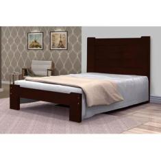 Cama King Size Malbec de Madeira Maciça Angelim Pedra/Tauari Tabaco