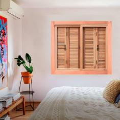 Janela de Madeira Pantográfica 100x120cm Lisa Pop Requadro Esel