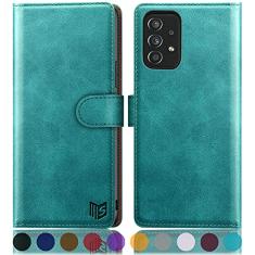SUANPOT Capa carteira de couro para Samsung Galaxy A52 4G e 5G com porta-cartão de crédito RFID Flip Folio Book Capa de telefone à prova de choque para mulheres e homens para Samsung A52 capa carteira