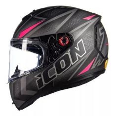 Capacete Peels Icon 23 Fast Preto Fosco Rosa Moto Track Day, 62