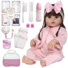 Boneca Bebê Reborn Fofa Princesa 20 Itens Bolsa Maternidade - Cegonha 