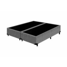 Base Cama Box Bipartido Casal Suede Cinza 40x138x188 - Sonho Camas e M