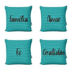 Capas De Almofadas Decorativas Azul Turquesa Frases Sofá - Novadecora