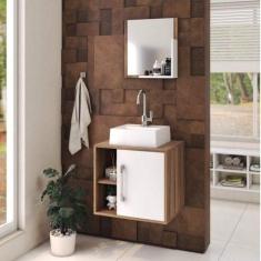 Conjunto para Banheiro Gabinete com Cuba Quadrada Q32 e Espelheira Sof