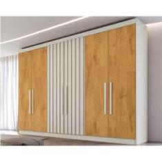 Guarda Roupa Casal Potente 6 Portas C/ 4 Ripados E 6 Gavetas Off White/peroba - Europa