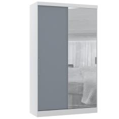 Guarda Roupa Modulado 134,50cm 2 Portas De Correr Com Espelho Alpes Branco Pf Com Grey Sky Pf