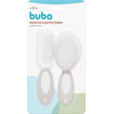 Conjunto Escova Pente Baby Cerdas Macias Cinza - Buba 12641