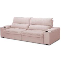 Sofá Retrátil Reclinável Living 280cm Nápoles F04 Veludo Rosê