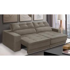 Sofá Retrátil e Reclinável 3 lugares 1,90m com Molas Emily Suede Capuccino Adonai Estofados