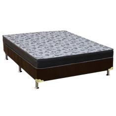 Cama Box Casal: Colchão Anatômico Ortobom D33/Ep Fort Tech Iso 100 + Base Crc Suede Brown(138X188)