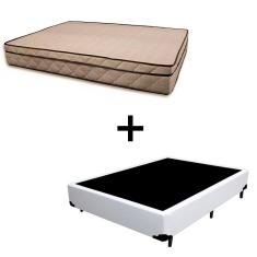 Cama Box Casal 138 Tecido Sintético Branco Com Colchão Polônia Bello Box - D28 65x138x188