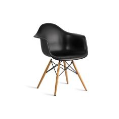 Cadeira Eiffel com Braço e Base Madeira Or Design - Preto