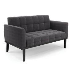 Sofá Namoradeira Base Madeira Fixa Preto Elisa Bouclê Grafite D03 - D'Rossi