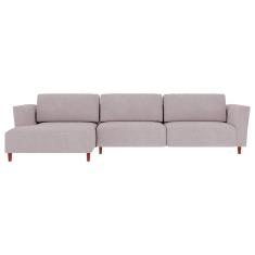 Sofá 365cm com Chaise Esquerda Franz Suede Rosê - Gran Belo