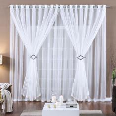 Cortina 2 Mts Voal Sala Quarto para Varão Barata Branca