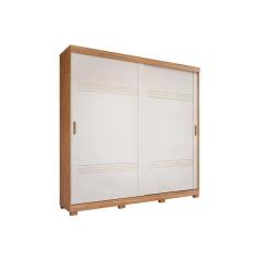 Guarda Roupas 2 Portas De Correr E 4 Gavetas C- Pés Blumenau Cinamomo-off White - Panan