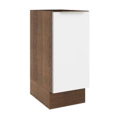 Balcão Madesa Lux 35 cm 1 Porta (Sem Tampo) - Rustic/Branco Veludo