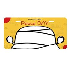 DIYthinker Placa de carro com textura de linha irregular para decoração de carro, dia da paz
