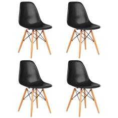 Kit 4 Cadeiras Charles Eames Wood Design Eiffel 