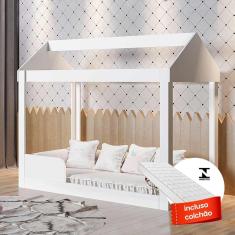 Cama Montessoriana Com Colchão Infantil Casinha Branca Dakota Gabrielli