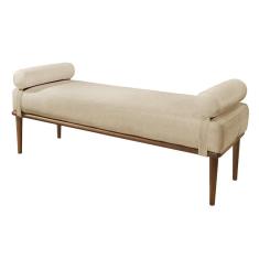 Recamier Banco Berlim Luxo Madeira Maciça Castellar Móbile Linho Bege Claro Linho Bege Claro