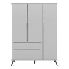 Guarda Roupa Infantil Retro Melinda 3 Portas e 2 Gavetas Cinza - Phoen