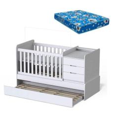 Berço Americano Multifuncional Cleo Branco Acetinado Com Colchão Ortob