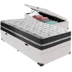 Cama Box Baú e Colchão Classic Preto Molas ensacadas Solteiro Anjos