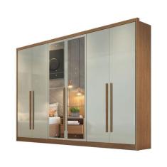 Guarda Roupa Casal Com Espelho 6 Portas 8 Gavetas - Robust -Cumaru/Fen
