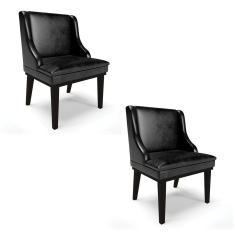 Kit 02 Cadeiras De Jantar Base Fixa Madeira Preto Cor Preto