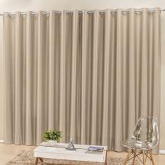 Cortina Madri 3,00M X 2,50M Bege Liso Tecido Semi Blackout Para Sala Quarto