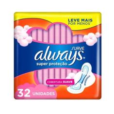 Absorvente Always Super Proteção com Abas Cobertura Suave 32 unidades
