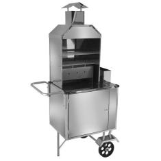 Carrinho de Churrasco Cefaz Inox com Rodas Maciças S01M