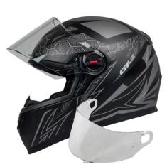 Capacete Fw3 Fechado Gt2 Preto Fosco Mais Viseira Cristal 2.2mm, Preto