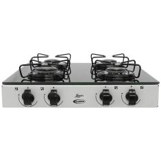 Fogão A Gás De Mesa Portátil Clarice Junior 4B Glass Branco