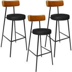 Kit 03 Banquetas Alta Bar Cozinha Sala De Jantar Milão L02 material si