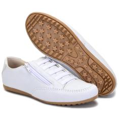 Tênis feminino Sapatênis Bella Dama em Couro Eco com Elástico e Ziper Calce Fácil-Feminino