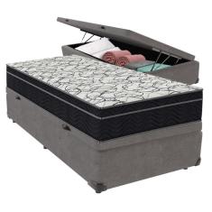 Cama Box Baú E Colchão Airtech 150 Espuma D45 Solteiro Ortobom Solteiro Cinza