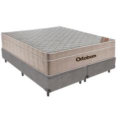 Cama Box Cinza E Colchão Airtech Springpocket Molas Ensacadas Queen Ortobom