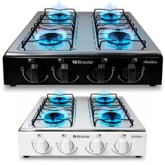 Fogão Cooktop De Mesa Portátil A Gás 4 Bocas Braslar, Preto