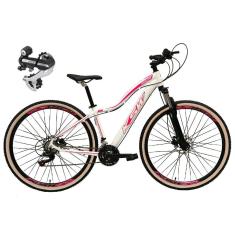 Bicicleta 29 Feminina Ksw Mwza 24v Câmbio Shimano Acera K7 Suspensão Trava Freios a Disco Pneus Bege-Feminino