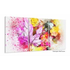 Quadro Abstrato Folhas da Natureza Artístico Jogo 3 Peças