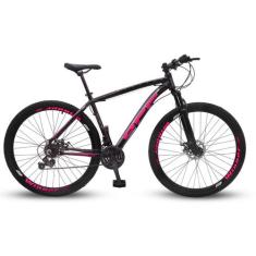 Bicicleta Aro 29 Off Alumínio Disco Suspensão Preto/Pink Tamanho:17 -