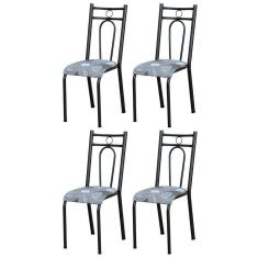 Kit 4 Cadeiras 023 América Cromo Preto/pará - Artefamol