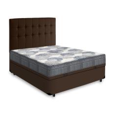 Cama Box Baú Casal + Cabeceira Cassis e Colchão Ortobom ISO SuperPocket 138cm