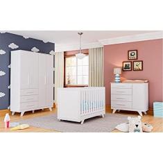 Quarto de Bebê Completo com Guarda Roupa Cômoda e Berço 100% Mdf Jolie Retrô Espresso Móveis