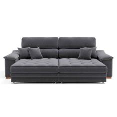 sofá 3 lugares retrátil e reclinável raul linho grafite